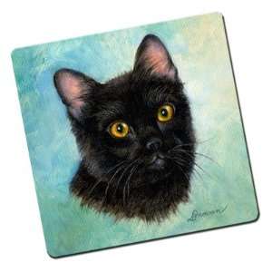    NEW Neoprene Black Tabby Cat Coasters Set of 4