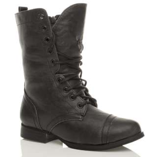 WOMENS LADIES MILITARY LACE UP ARMY COMBAT ANKLE BOOTS SIZE  