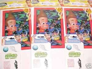 NEW jimmy neutron PARTY SUPPLIES favors loot bags TATTOOS PLAYSET 