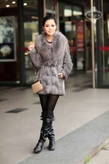 Womens Warm Rabbit Winter Fur Coat Jacket 5 Colors A30  