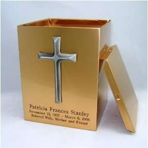  Cross Sheet Bronze Snap Top Cremation Urn