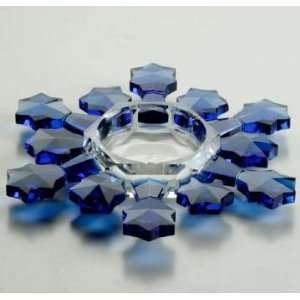  Sorelle Crystal Snowflake Pillar Candle Holder   Blue 