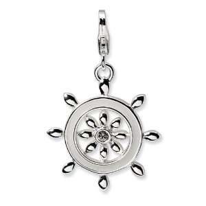 : New Amore La Vita Sterling Silver 3 D Ship Wheel Charm with Lobster 