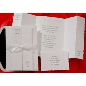   Multi Fold with White Bow Wedding Invitations