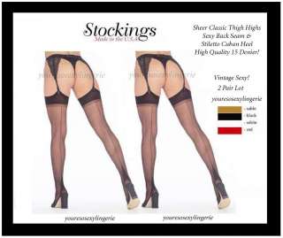 Plus Size 2 LOT CUBAN HEEL Stockings BACK SEAM X Long  