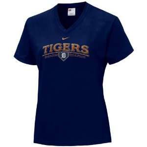  Nike Detroit Tigers Navy Blue Ladies Banner T shirt 