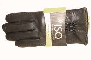 ISOTONER Mens Black Leather Cashmere Lined Winter Gloves Sz. Large 