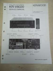 Vtg Kenwood Service/Repair Manual~KR V8020 Receiver~Original  