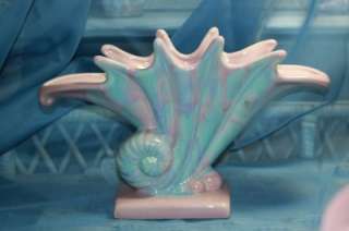   Royal Haeger 3 Piece Seashell Pink & Blue Mauve Agate Pottery Vases