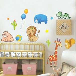 LARGE JUNGLE ANIMALS Nursery Removable Wall Stickers  