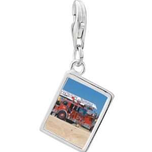  Pugster 925 Sterling Silver Fire Truck Photo Rectangle 
