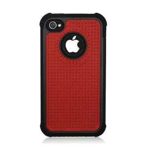  Iphone 4 4S Hybrid Case Red/Black 3 in 1 W/Screen 