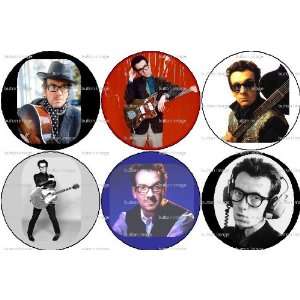  Set of 6 ELVIS COSTELLO Pinback Buttons 1.25 Pins 