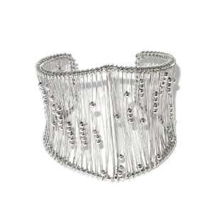   Womens Beaded Metal Detailed Charming Cuff Bracelet Fashion Jewelry