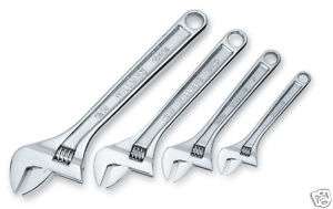 WILLIAMS 4PC HEAVY DUTY ADJUSTABLE WRENCH SET, CHROME  