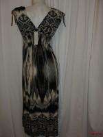 BFS03~NEW NWT JON & ANNA Brown Black V neck & Back Summer Sun Dress 