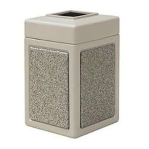   Square Waste Receptacle Beige With Riverstone Panels