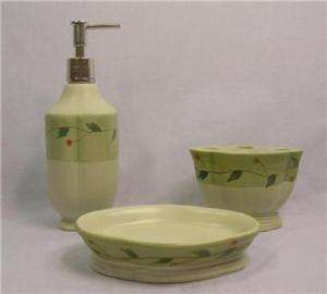 Sage Green Flower Vine Bathroom Set of 3 Bath pump dish  