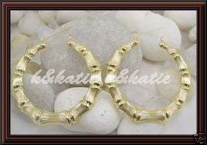 14KT Gold Pincatch Bamboo Classic Hoop Earrings GCD  