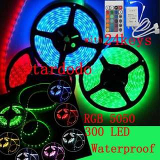   LED 5050 Waterproof RGB SMD Flexible Lamp Strip Light +24 Key IR Remot