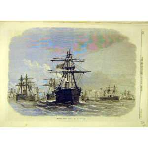 1870 War Iron Clad Fleet Heligoland Naval Old Print 