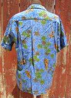   Hawaiian Aloha Shirt Modernist Tiki Print Cotton Retro Large  