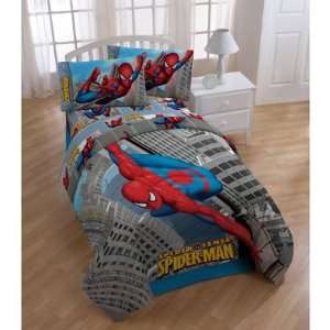  Marvel Spiderman Microfiber Comforter   Blue (Twin)