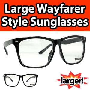 Large Wayfarer Style Clear Sunglasses Plastic Glasses Fashion Big Nerd 