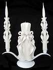 White & Red, CARVED Wedding Unity Candle SET   SALE  