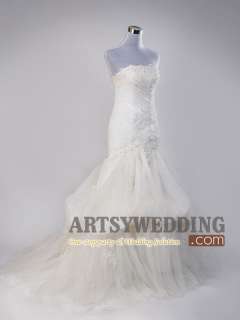 Sequined Applique Surplice Mermaid Wedding Dress/Gown Size:2 4 618 