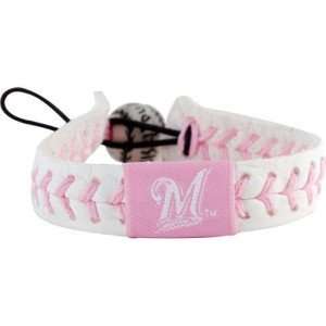   MLB Leather Wrist Bands   Brewers (Pink)   Milwaukee Brewers Sports