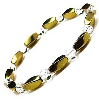  Mens Magnetic Hematite Bracelet with Black Hexagon Beads 