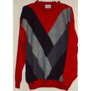  SWEATER RED crew neck size M 50% alpaca 50% blend made in 
