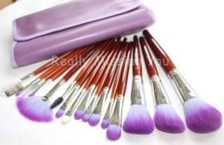 Hot Sale 16 Pcs Cosmetic Brush Set Purple Bag Xmas Gift  