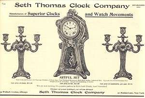 1907 ad lg a seth thomas clock co candlesticks  