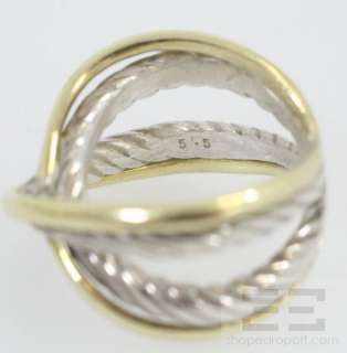   Sterling Silver & 18K Yellow Gold Crossed Cable Ring Size 3.75  
