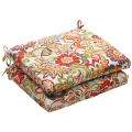 Outdoor Multicolored Floral Square Seat Cushion (Set of 2 