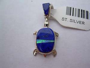 NEW NATIVE AMERICAN LAPIS AND OPAL TURTLE PENDANT  