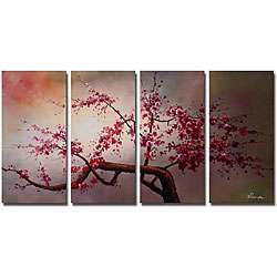 Plum Blossom IV 4 piece Hand painted Canvas Art Set  