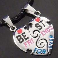 Best Friends Forever Heart Pendant with 2 pcs of 20 Choker Necklace 