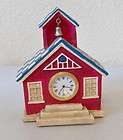 miniature clock mini desk school house quartz bell steeple russ