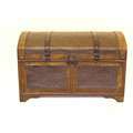 Old Fashioned Walnut Treasure Chest Styled Wood Trunk  