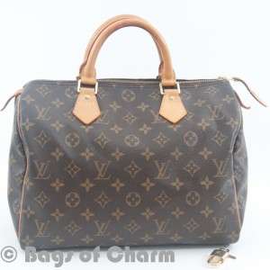 AUTHENTIC Louis Vuitton Monogram Speedy 30 Bag w Lock Key Handbag 