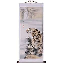   and Mountain Waterfall 48 inch Wall Scroll Painting  