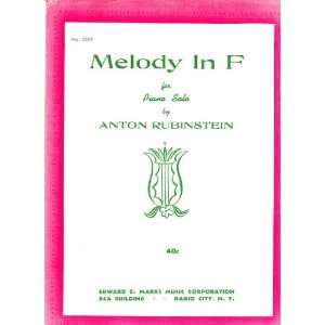  Melody in F for Piano Solo Anton Rubinstein Books