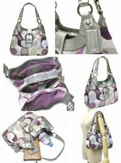 NWT #17406 Coach SOHO scarf print Gray Purple bag purse, scarf 