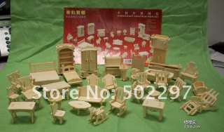 34pieces 3Dwoodcraft kit dolls house furniture miniatures gift  