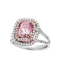  Gold Pink Cushion cut and White Diamond Ring (G, SI2)  Overstock