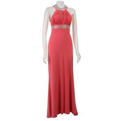 JS Boutique Womens Coral Beaded Empire Waist Long Dress  Overstock 