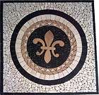 Floor marble medallion fleur de lis tile mosaic US MADE  